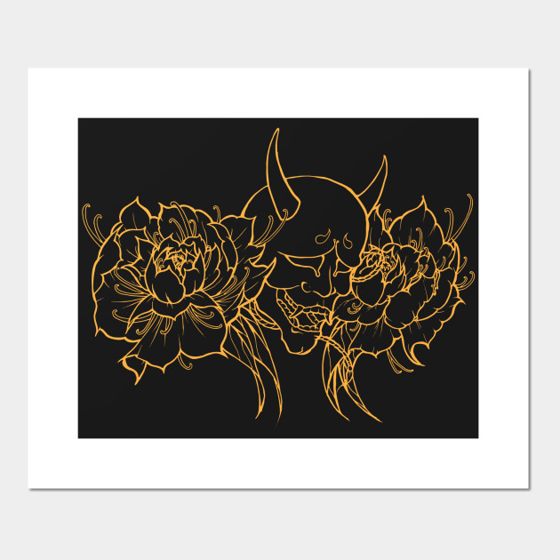 Hannya Mask & Peonies